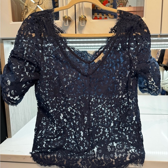 Joie Midnight Blue Lace Blouse - Picture 7 of 7